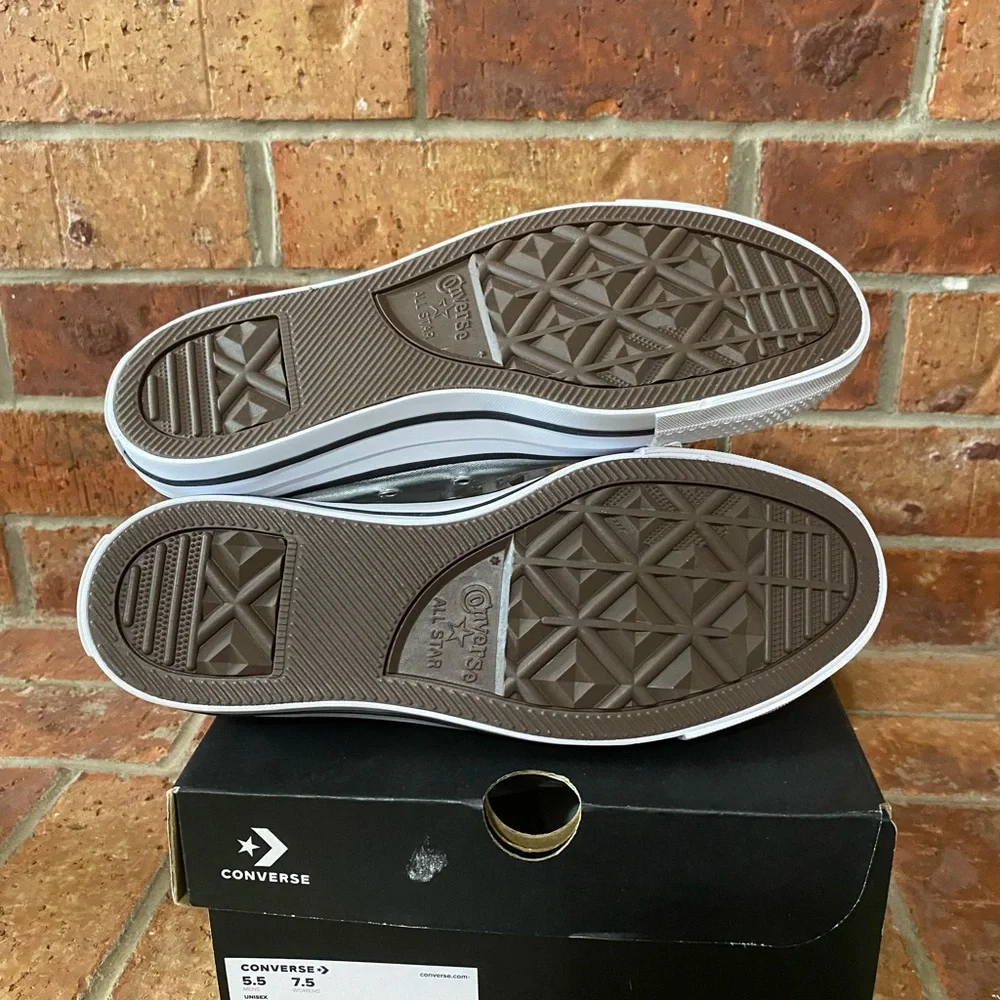 Converse Silver High Top Sneakers with White Soles - Picture 5 of 6